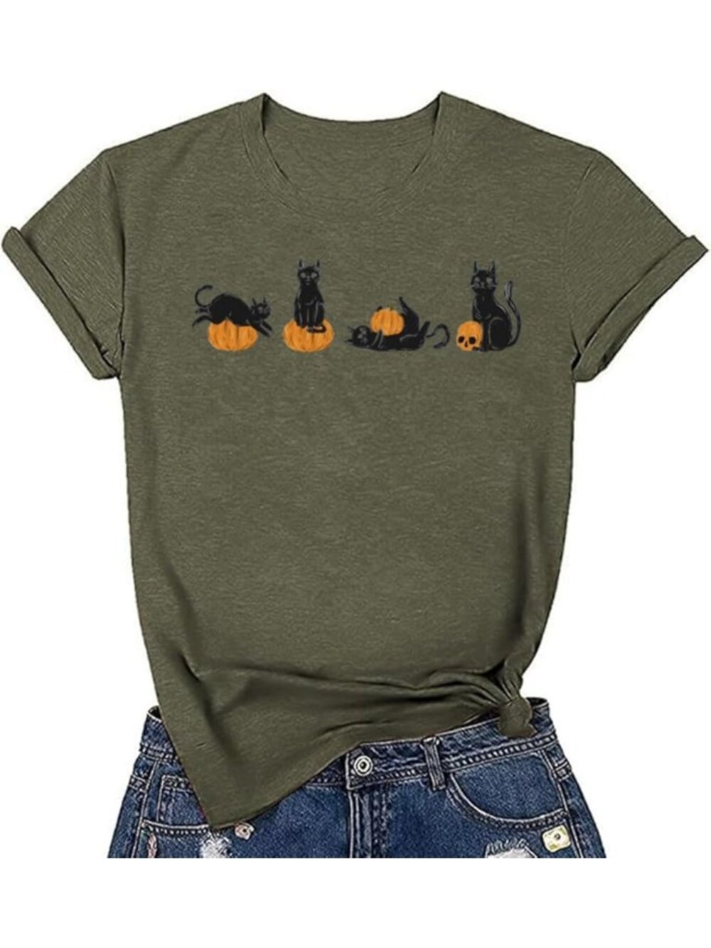 🆕 Women's Orange Leopard Pumpkin Cheetah Print Fall Halloween Graphic Tee